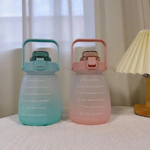 THVALUE1300ml Cute Double Drink Pudding Cup Kettle Student Sports Carrying Girl Straw Water Bottle For Outdoor camping Yoga workout 