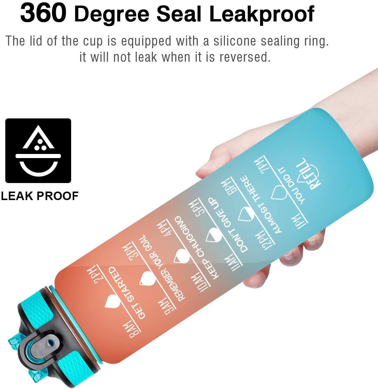 THVALUE Custom Logo Plastic Portable BPA Free 32oz Drinking Sports Motivational Water Bottle With Time Marker