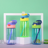 THVALUE Wholesale Customized 450ml Kids Drinking Bottle Plastic Drink Kids Water Bottle with Straw 
