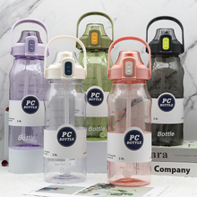 THVALUE 2.0L Large Water Bottle Flip Top with Time Marker Clear Motivational Half Gallon Water Bottle with Straw 64 Oz 