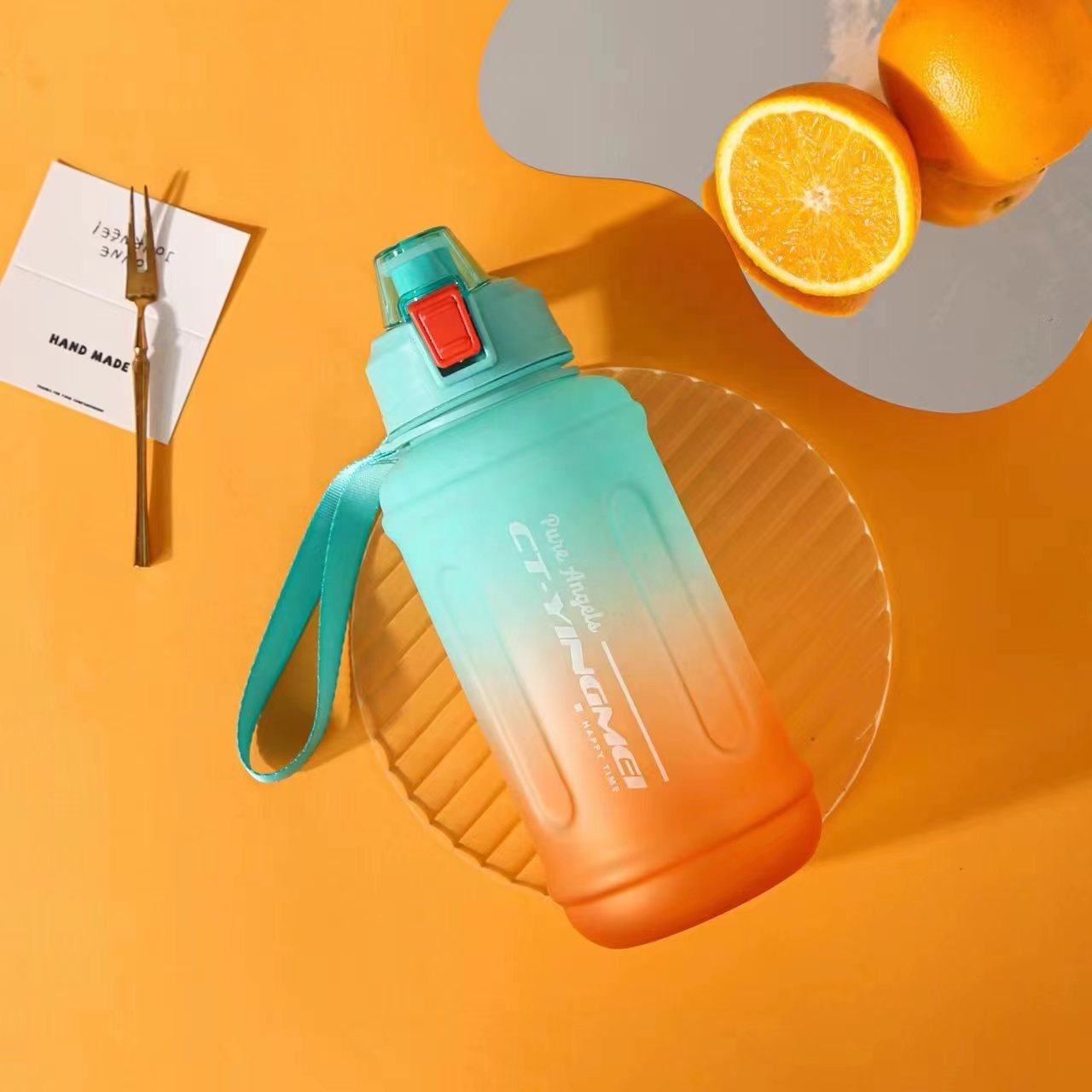 THVALUE 64 Oz Motivational Water Bottle with Straw And Strap Plastic Water Bottle for Gym 1300ml 