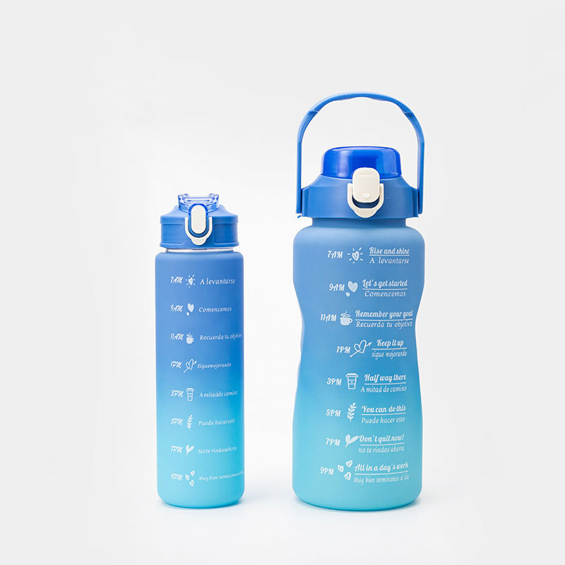 THVALUE 64 Oz & 32 Oz Motinvational Water Bottle Set with Straw And Time Marked Half Gallon Water Jug Set Bottle for Christmas Birthday Men Gift Set