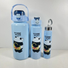 THVALUE 3 In1 Motinvational Water Bottle Set with Straw 2000/750/280ml Water Jug Set Bottle with Time Marker