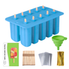 THVALUE Easy Release Popsicle Molds Ice Pop Molds Silicone Bpa Free with Box 50 Popsicle Sticks & 50 Popsicle Bags and 1PC Funnel 10 Cavities