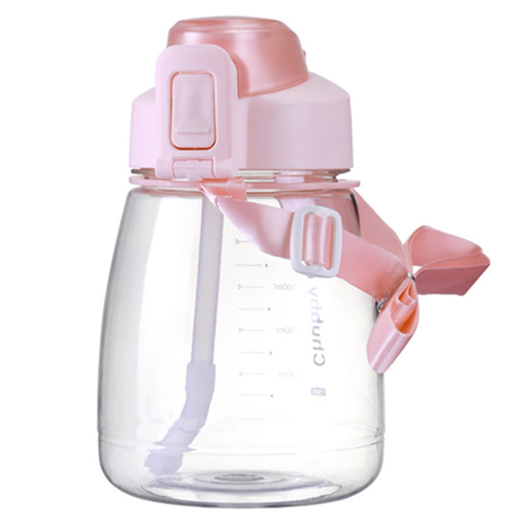 THVALUE 45oz Outdoor Portable Water Cup Cute Big Pudding Plastic Cup Straw Cup With Cute Sticker And Stap 