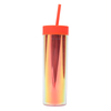 THVALUE 16 Oz/480ml Gradient Color Plastic Tumbler with Straw ,ice Tumbler Double Wall Plastic Water Cup for Summer 