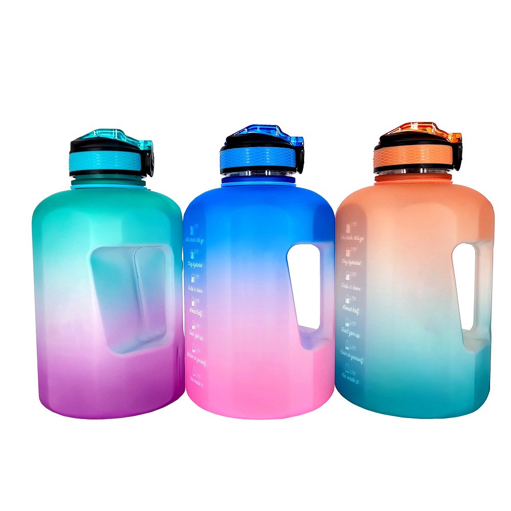 THVALUE 1.2L/2.2L/3.7L PETG Material Motivational Water Bottle 1 Gallon Water Jug
