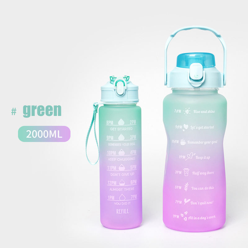 THVALUE 2 bottles in 1 set 2.0 Large Water Bottle Set with Time Marker 64 Oz Motivational Half Gallon Water Bottle with Straw (2 in 1 set)