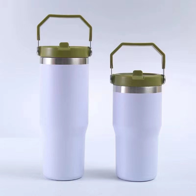 THVALUE 32 Oz/20 Oz wholesale Stainless Steel Car Tumbler for Cup Holder Double Wall Insulated Vacuum Coffee Mugs with straw and handle 
