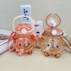 THVALUE 32 Oz Kawai Water Bottle with Straw And Strap Cute Plastic Kids Water Bottle for School 1000ml 