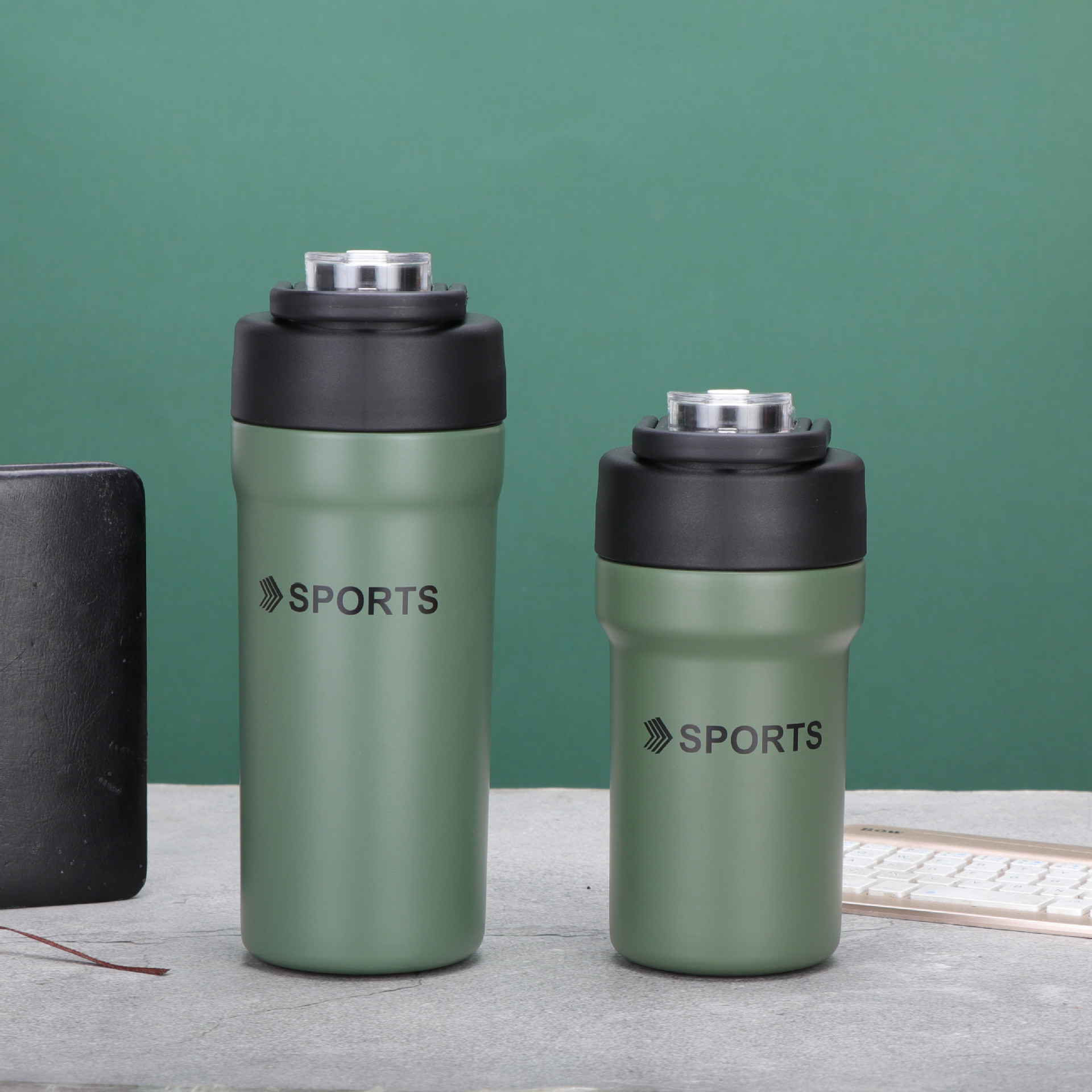 green steel tumbler insulated 