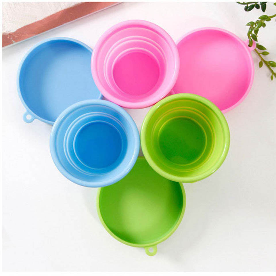 Protable Solid Color Water Silicone Cups Folding Gargle Cup For Outdoor Travel Drinkware Tools