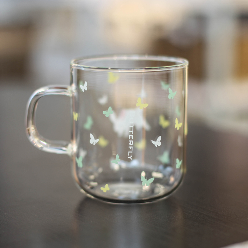 Japanese Butterfly Cup Heat-resistant High Temperature Water Cup Creative Japanese Breakfast Milk Glass