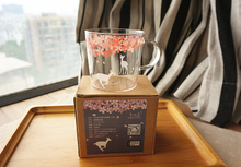  Japanese Style And Wind Cherry Blossom Heat-resistant Glass Cup Cute Creative Milk Cup with Lid Flower Tea Cup Coffee Cup Water Cup
