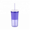 With Logo Custom Straw Portable Coffee Water Cup Double-deck Plastic Bottles