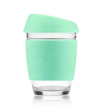 BPA Free Cup Custom Clear Borosilicate Glass Travel Mug Reusable Coffee Cup Glass Travel Cup For Coffee