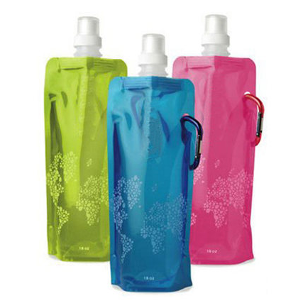 Customized Print Soft Foldable Collapsible Water Bottle with Carabiner Vapur