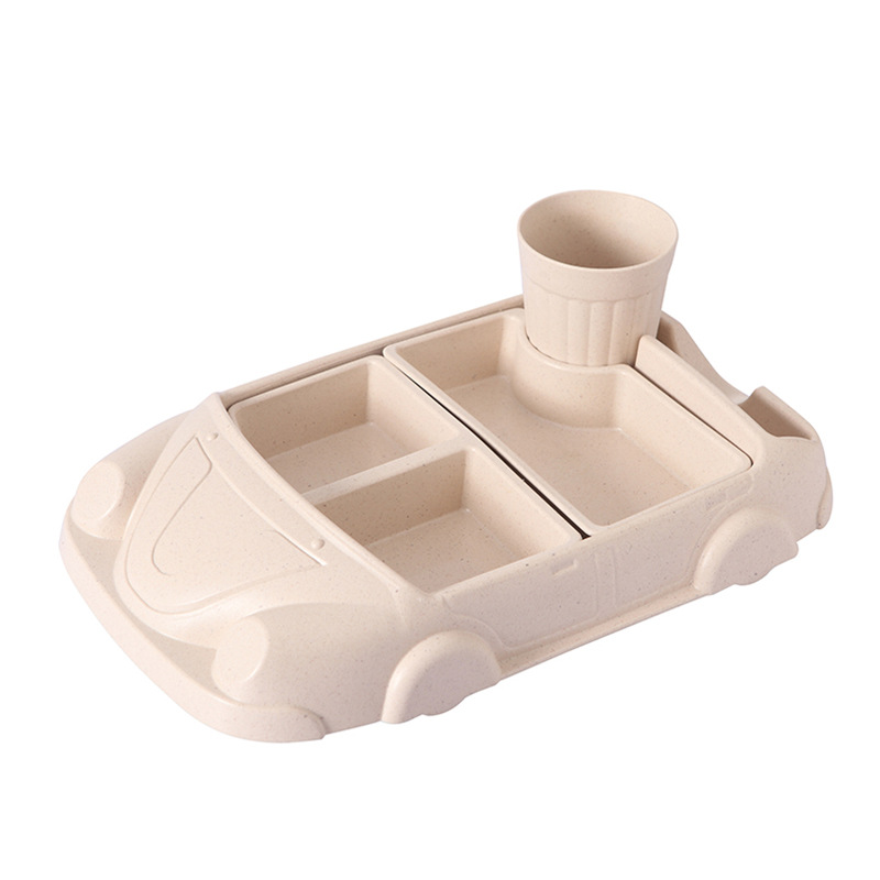 BPA Free Bamboo Fibre Lunch Tray Kids Dinner Plate Cheap Price
