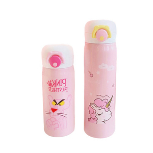 Pink Panther Simple Tea Cup Cartoon Jump Thermal Insulation Cup Portable Student Large Capacity Stainless Steel Water Cup Lovely Cup