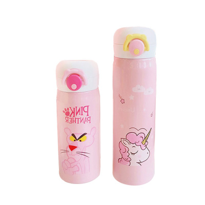 Pink Panther Simple Tea Cup Cartoon Jump Thermal Insulation Cup Portable Student Large Capacity Stainless Steel Water Cup Lovely Cup