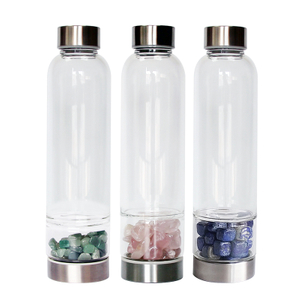 BPA Free Drink Crystal Infused Gemstone Glass Water Bottle