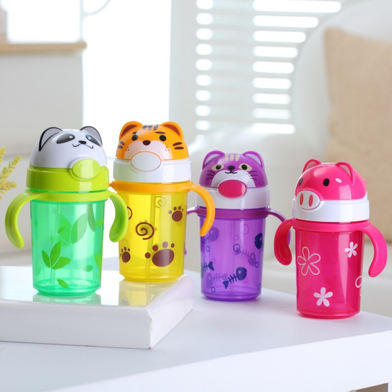 Baby Water Straw Bottles Training Cups For Children Learn Drinking With Handle/Strap Sippy No-spill Kids Sippy Cups BPA free