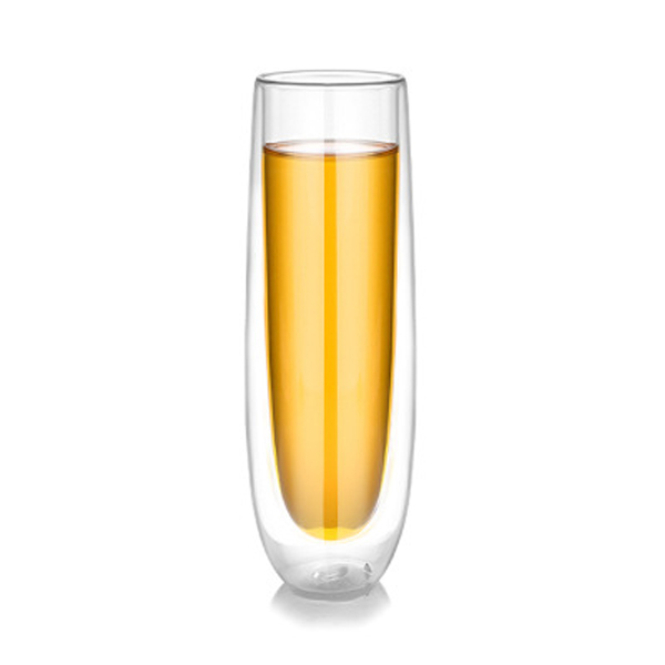 Heat-resistant high boron silicon double glass custom logo Creative Champagne Cup high-grade red glass new transparent water cup