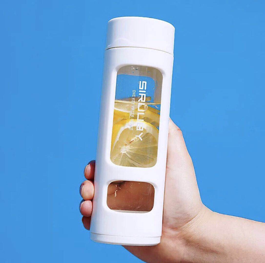 Plastic Glass Cup with Tea Filter Tea Portable Male And Female Glass Water Bottle Student Couple Drop-proof Cup Report