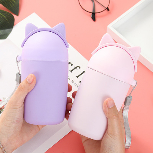 New creative Glass student cartoon portable gift Promotional water cup custom logo advertising
