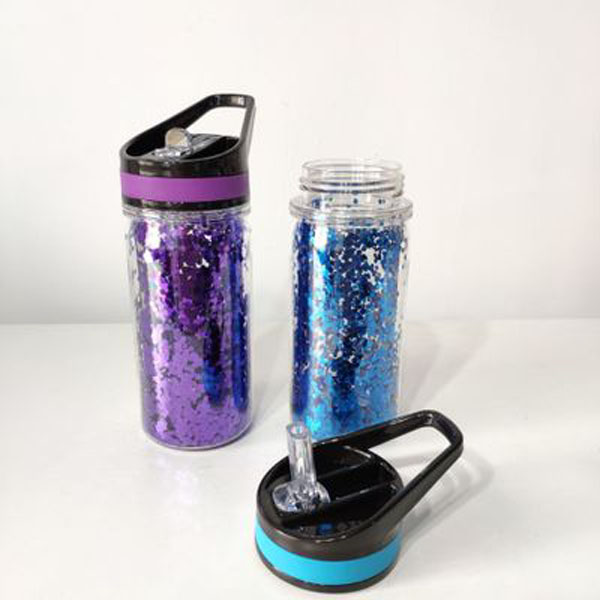 New portable double-layer plastic water bottle custom logo