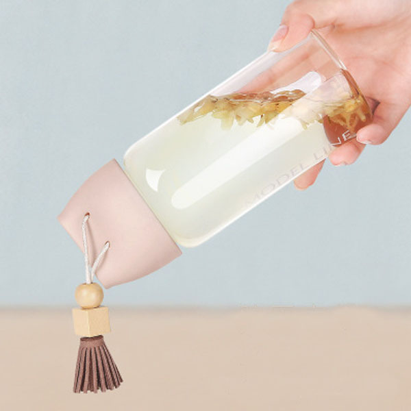 Creative glass couple water bottle original fringed teacup customization