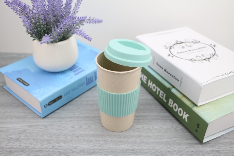 500ml/450ml/350ml wheat straw Coffee mug with silicon holder