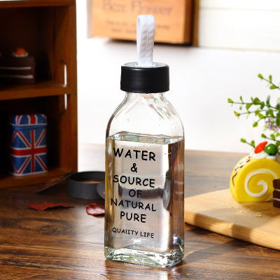 Alphabet Creative portable glass sealed water bottle portable drink milk cup handy mug wholesale