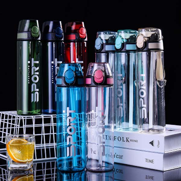 Custom logo outdoor sports kettle single straw plastic bottle