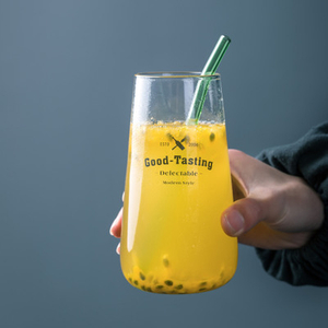 Direct sales simple high glass lamp worker Milk cup alphabet cold drink water cup dessert cup smoothie big belly Cup
