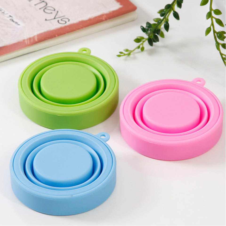 Protable Solid Color Water Silicone Cups Folding Gargle Cup For Outdoor Travel Drinkware Tools