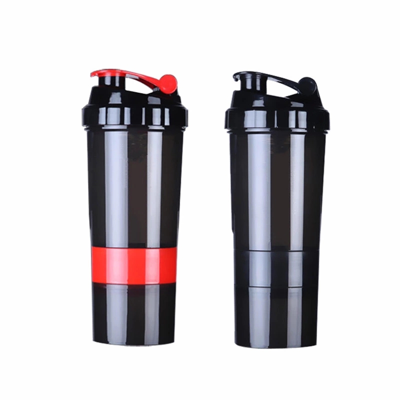 New Product Hot Sale Custom Logo Shaker Bottle Plastic Water Bottle Black Cool Bottle with Graduation of Scale
