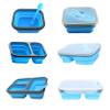 Custom Food Child Foldable Collapsible 2 3 Compartment School Silicone Bento Lunch Box for Kids Adult