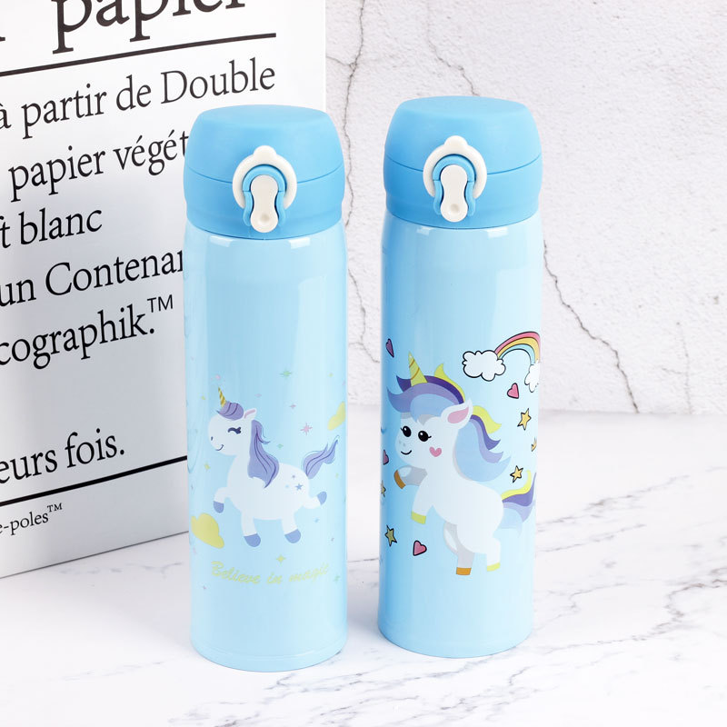Cute Cartoon Unicorn Thermal Insulation Water Bottles Large-capacity Kettles Portable& Applicable For Outdoor Sports