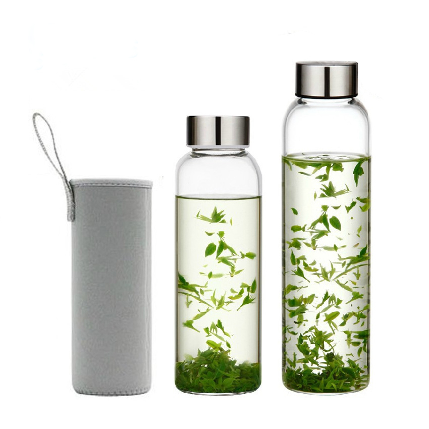 Sport Style Glass Water Bottle Portable Bicycle Tour Solid Transparent Office Bottle