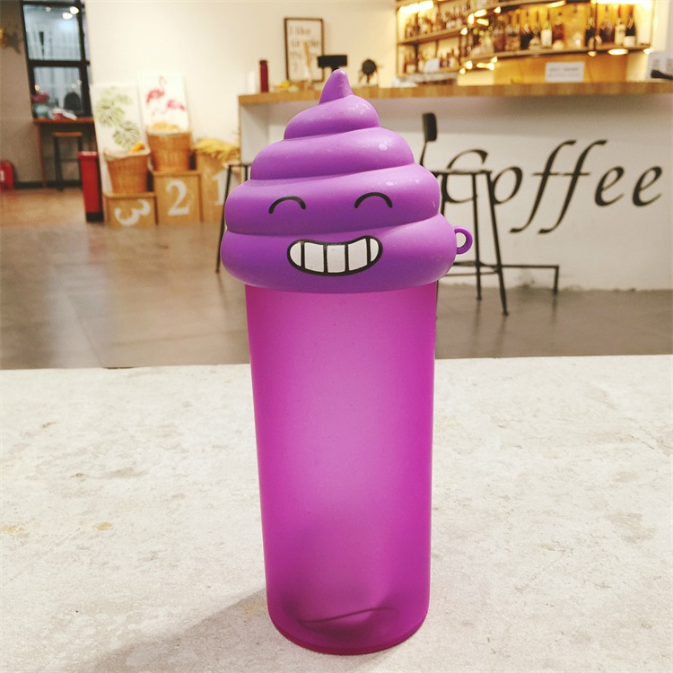 Cartoon Funny Multi Color Dull Polish Plastic Water Bottle With Cove