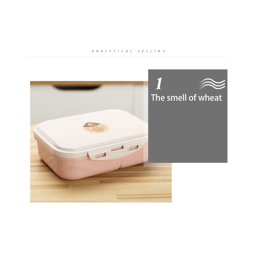 Wheat Straw One Layer Plastic Bento Lunch Box, Food Lunch Box with Separation