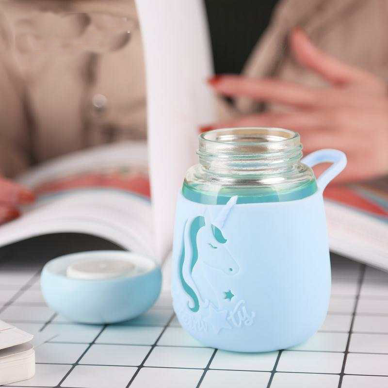  portable unicorn glass water cup