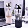 Creative Flash Fox Water Bottle with Rope Cute Cartoon Portable Outdoor Women Glass Drinking Bottles Insulation Cover