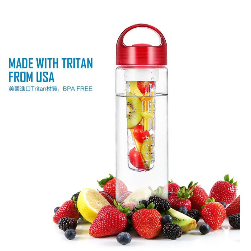 Eco friendly tritan fruit infuser water bottle with silicone grip
