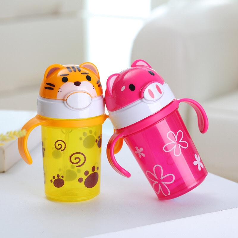Baby Water Straw Bottles Training Cups For Children Learn Drinking With Handle/Strap Sippy No-spill Kids Sippy Cups BPA free