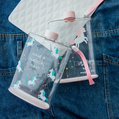 Creative Cartoon Plastic Cup for Male and Female Students Korean Small Fresh and Lovely Portable Water Cup Simple Hand Cup