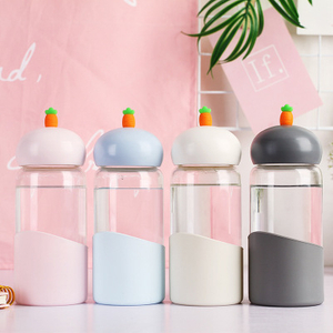 Wholesale creative cartoon Transparent high boron silicon heat-resistant glass girl cute radish small fresh portable water cup