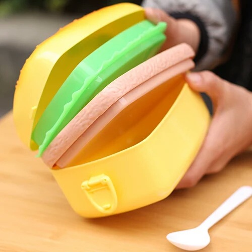 High Quality Cute Creative Burger Lunch Box Hamburger Lunch Box Children Primary School Tableware Lunch Box