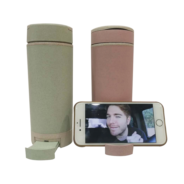 500mlwheat Straw Drinking Bottle with Smart Phone Holder
